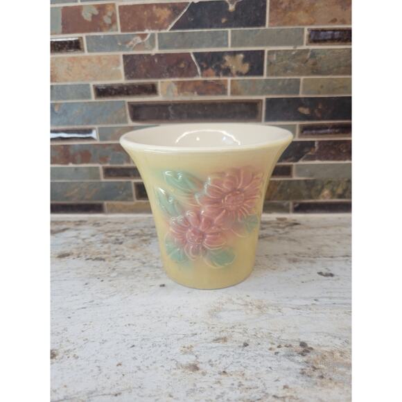 Vintage Planter Hull Pottery Yellow Sunglow Pink Floral 97 - Picture 1 of 5